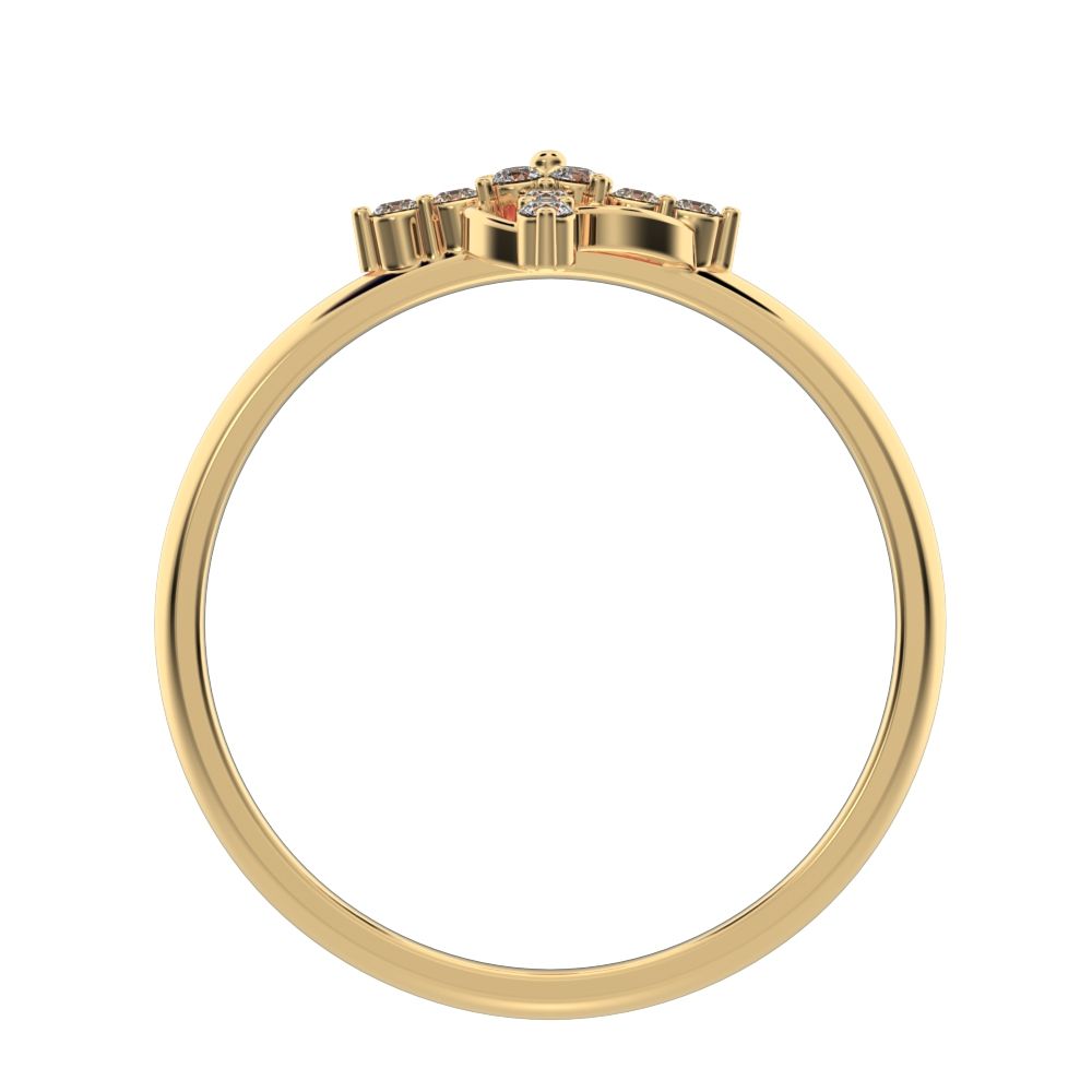 0.12 ct Round Cut Moissanite dainty Minimalist star cluster halo floral circle light 14K / 18K Solid Yellow Gold everyday ring