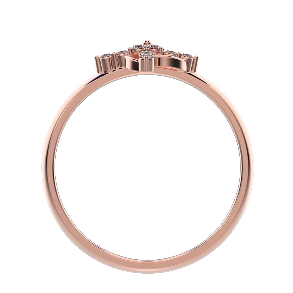 0.12 ct Round Cut Moissanite dainty Minimalist star cluster halo floral circle light 14K / 18K Solid Rose Gold everyday ring