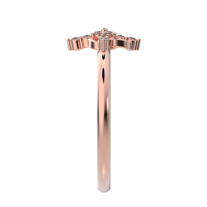 0.12 ct Round Cut Moissanite dainty Minimalist star cluster halo floral circle light 14K / 18K Solid Rose Gold everyday ring