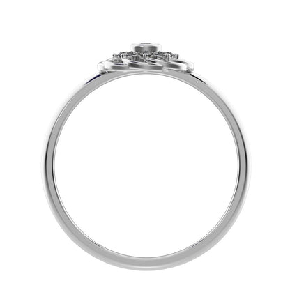0.075 ct Round Cut Simulated Clear Diamond dainty Minimalist star cluster halo floral Intertwined 14K / 18K Solid White Gold everyday ring