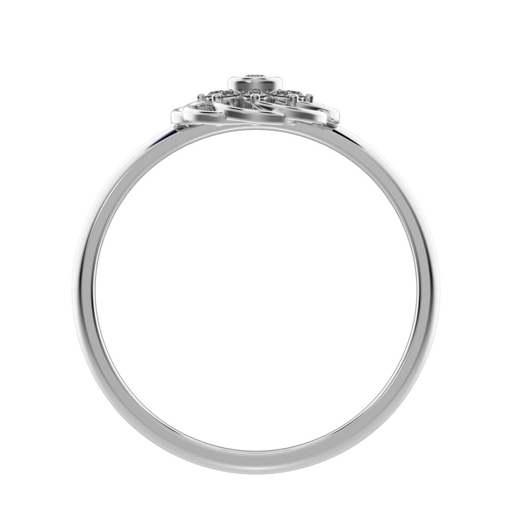 0.075 ct Round Cut Moissanite dainty Minimalist star cluster halo floral Intertwined light 14K / 18K Solid White Gold everyday ring