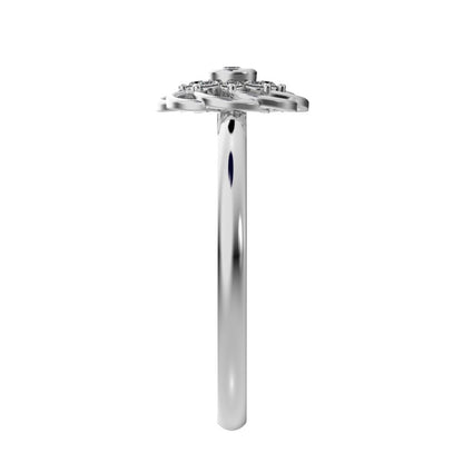 0.075 ct Round Cut Moissanite dainty Minimalist star cluster halo floral Intertwined light 14K / 18K Solid White Gold everyday ring