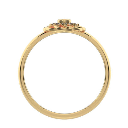 0.075 ct Round Cut Simulated Clear Diamond dainty Minimalist star cluster halo floral Intertwined 14K / 18K Solid Yellow Gold everyday ring