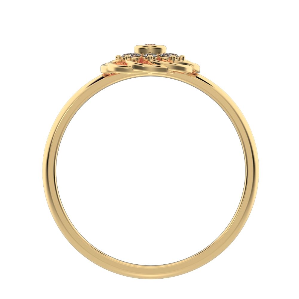 0.075 ct Round Cut Moissanite dainty Minimalist star cluster halo floral Intertwined light 14K / 18K Solid Yellow Gold everyday ring
