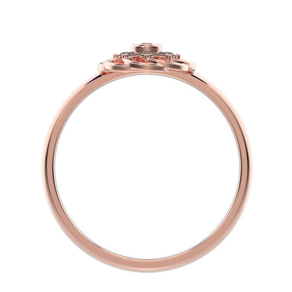 0.075 ct Round Cut Simulated Clear Diamond dainty Minimalist star cluster halo floral Intertwined 14K / 18K Solid Rose Gold everyday ring