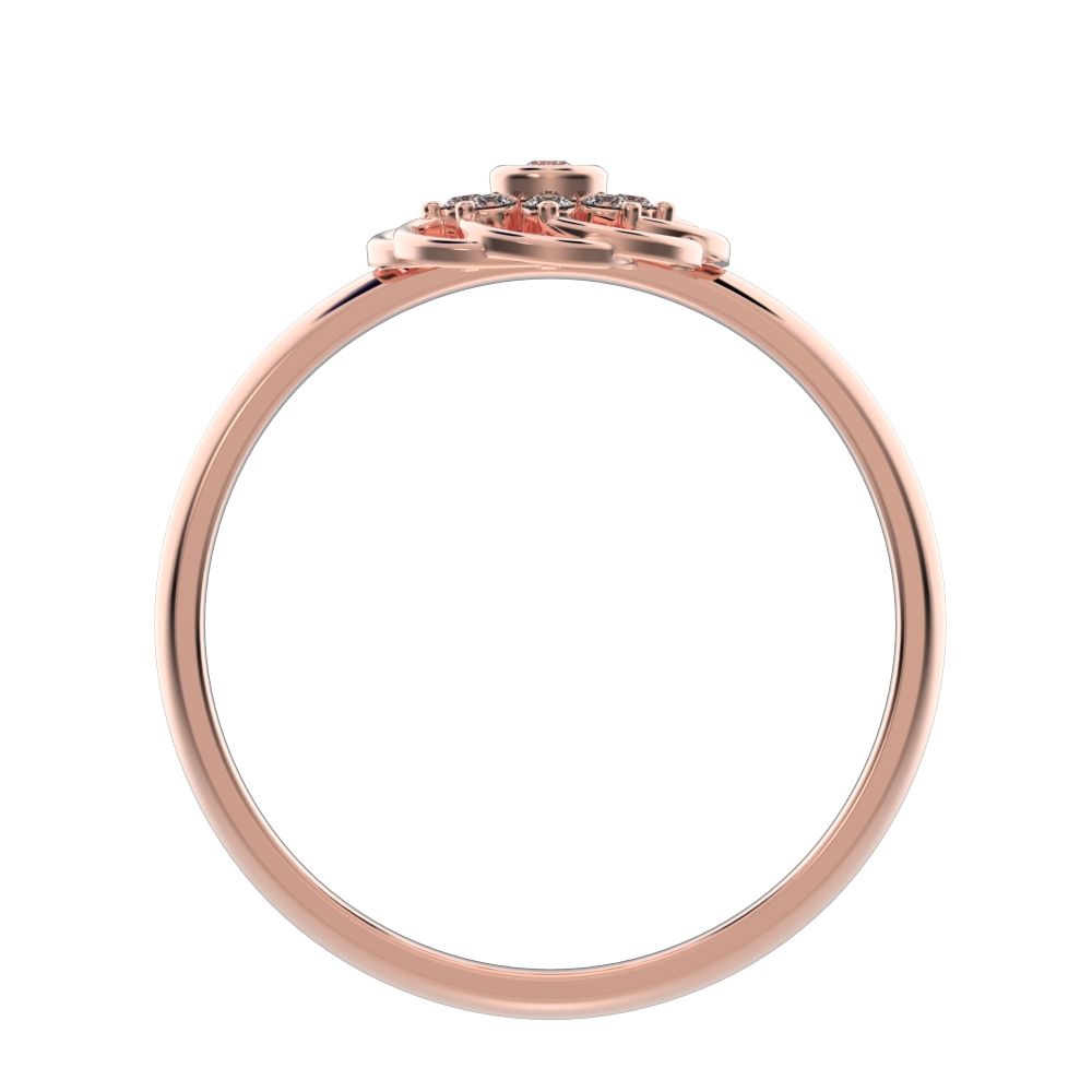 0.075 ct Round Cut Moissanite dainty Minimalist star cluster halo floral Intertwined light 14K / 18K Solid Rose Gold everyday ring
