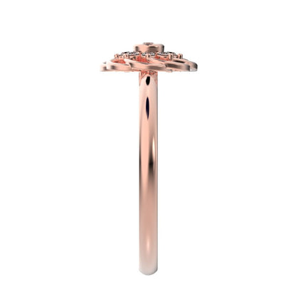 0.075 ct Round Cut Moissanite dainty Minimalist star cluster halo floral Intertwined light 14K / 18K Solid Rose Gold everyday ring