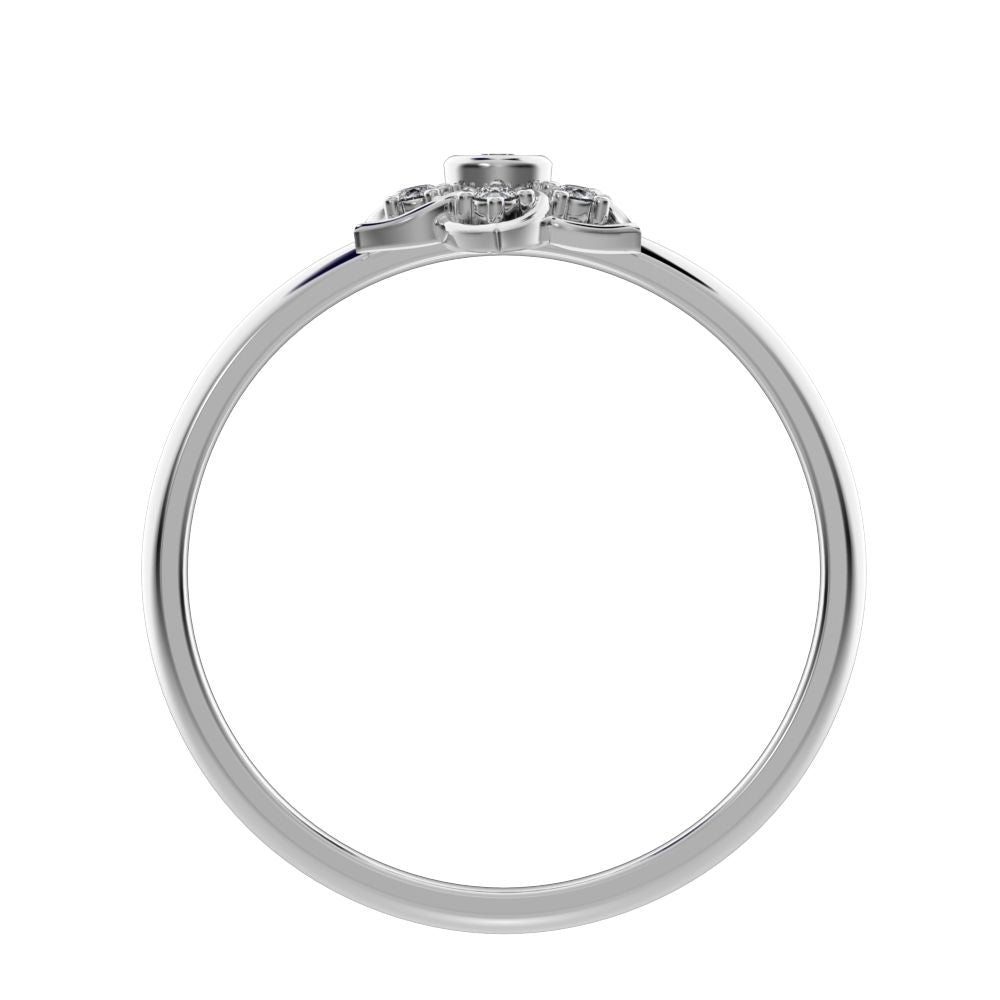 0.06 ct Round Cut Simulated Clear Diamond dainty Minimalist star cluster halo floral bezel light 14K / 18K Solid White Gold everyday ring