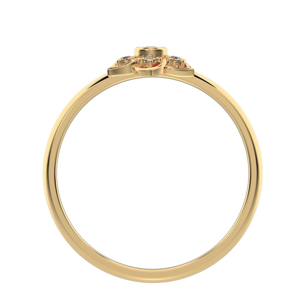 0.06 ct Round Cut Simulated Clear Diamond dainty Minimalist star cluster halo floral bezel light 14K / 18K Solid Yellow Gold everyday ring