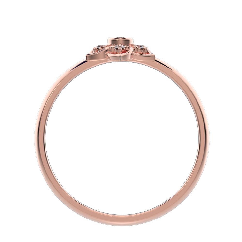 0.06 ct Round Cut Moissanite dainty Minimalist star cluster halo floral bezel light 14K / 18K Solid Rose Gold everyday ring