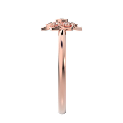 0.06 ct Round Cut Moissanite dainty Minimalist star cluster halo floral bezel light 14K / 18K Solid Rose Gold everyday ring