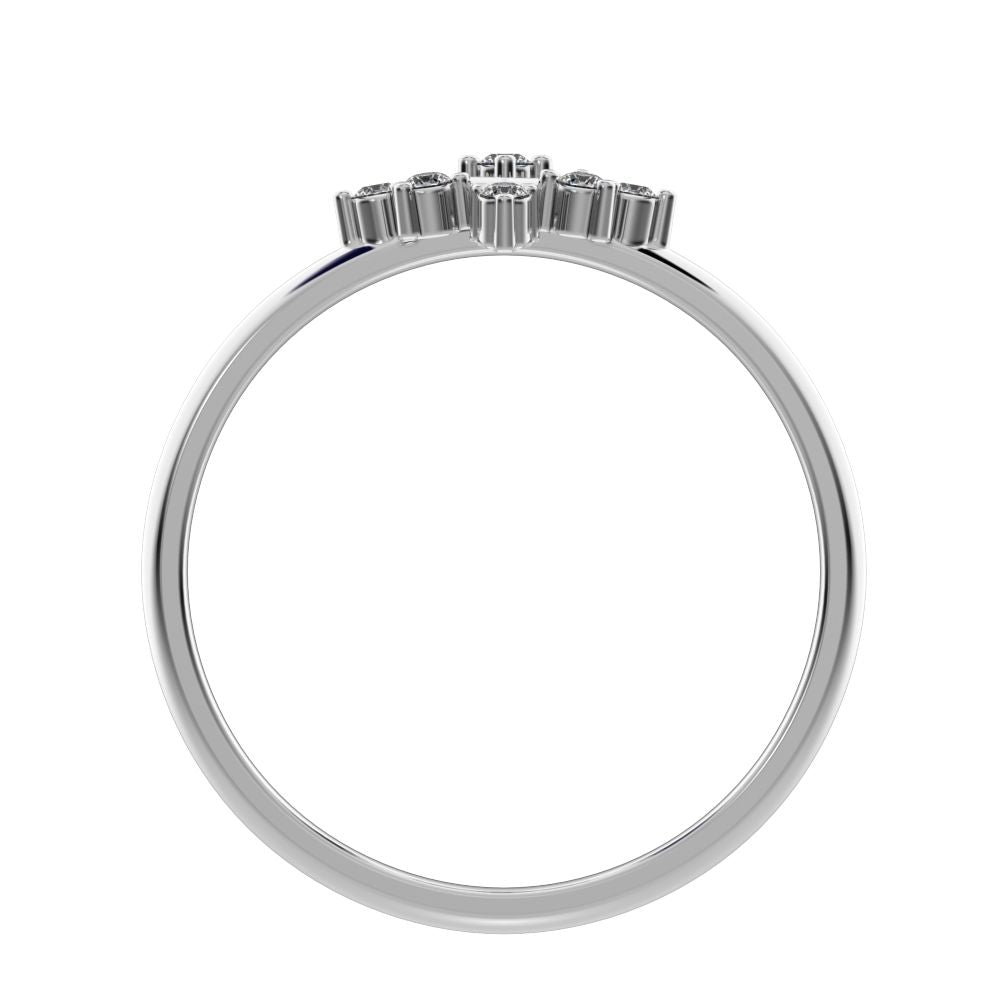 0.09 ct Round Cut Moissanite dainty Minimalist star cluster halo floral eye square 14K / 18K Solid White Gold everyday ring