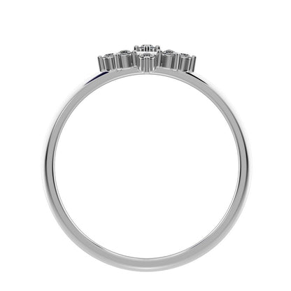 0.09 ct Round Cut Moissanite dainty Minimalist star cluster halo floral eye square 14K / 18K Solid White Gold everyday ring