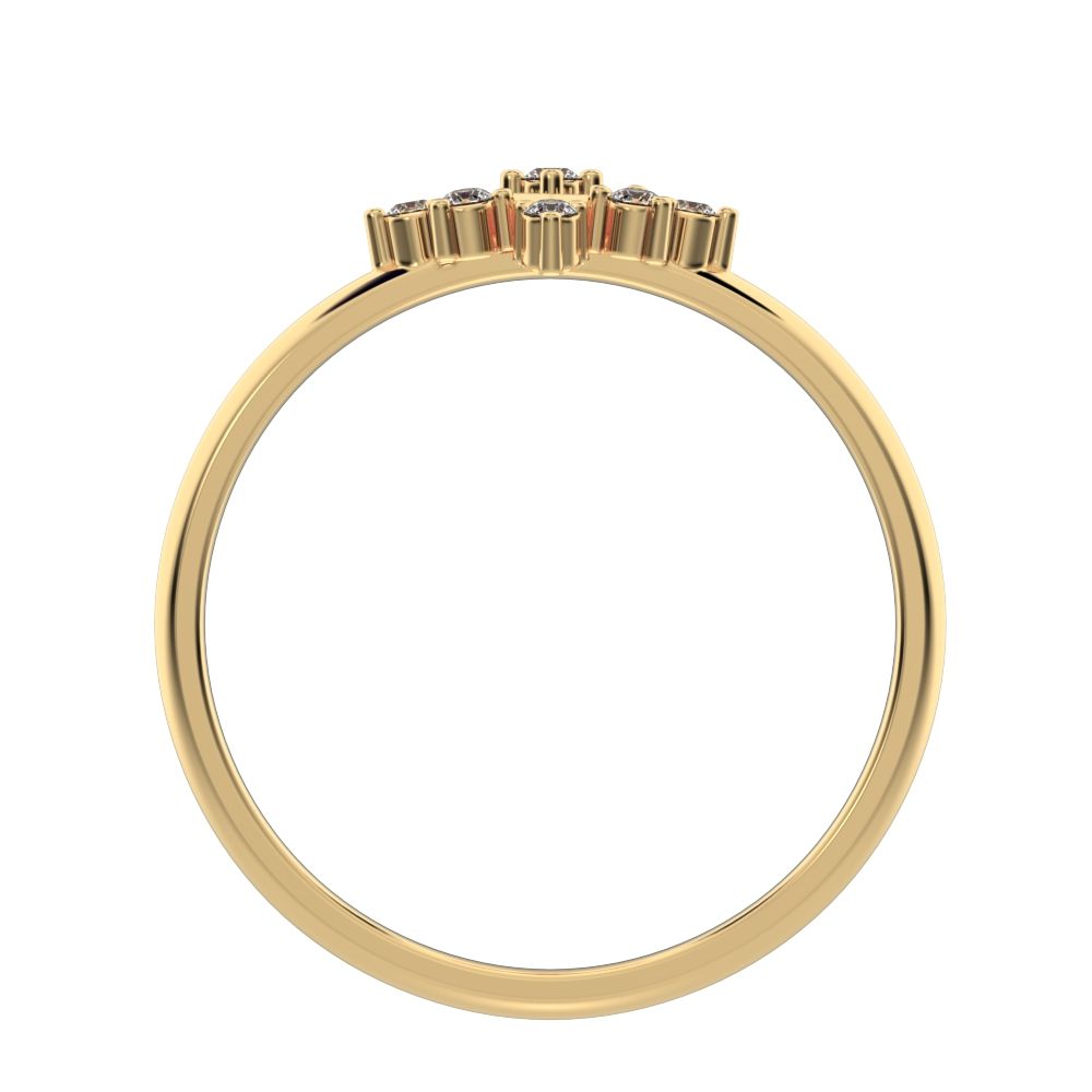 0.09 ct Round Cut Moissanite dainty Minimalist star cluster halo floral eye square 14K / 18K Solid Yellow Gold everyday ring