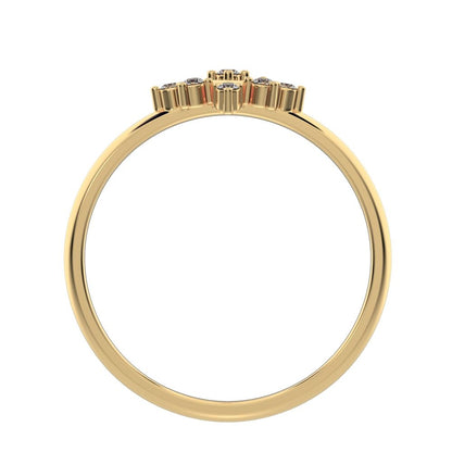 0.09 ct Round Cut Moissanite dainty Minimalist star cluster halo floral eye square 14K / 18K Solid Yellow Gold everyday ring