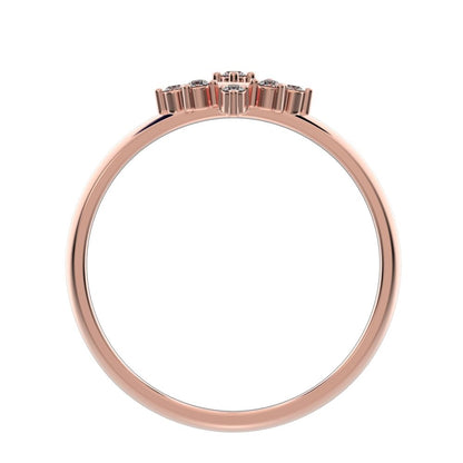0.09 ct Round Cut Simulated Clear Diamond dainty Minimalist star cluster halo floral eye square 14K / 18K Solid Rose Gold everyday ring
