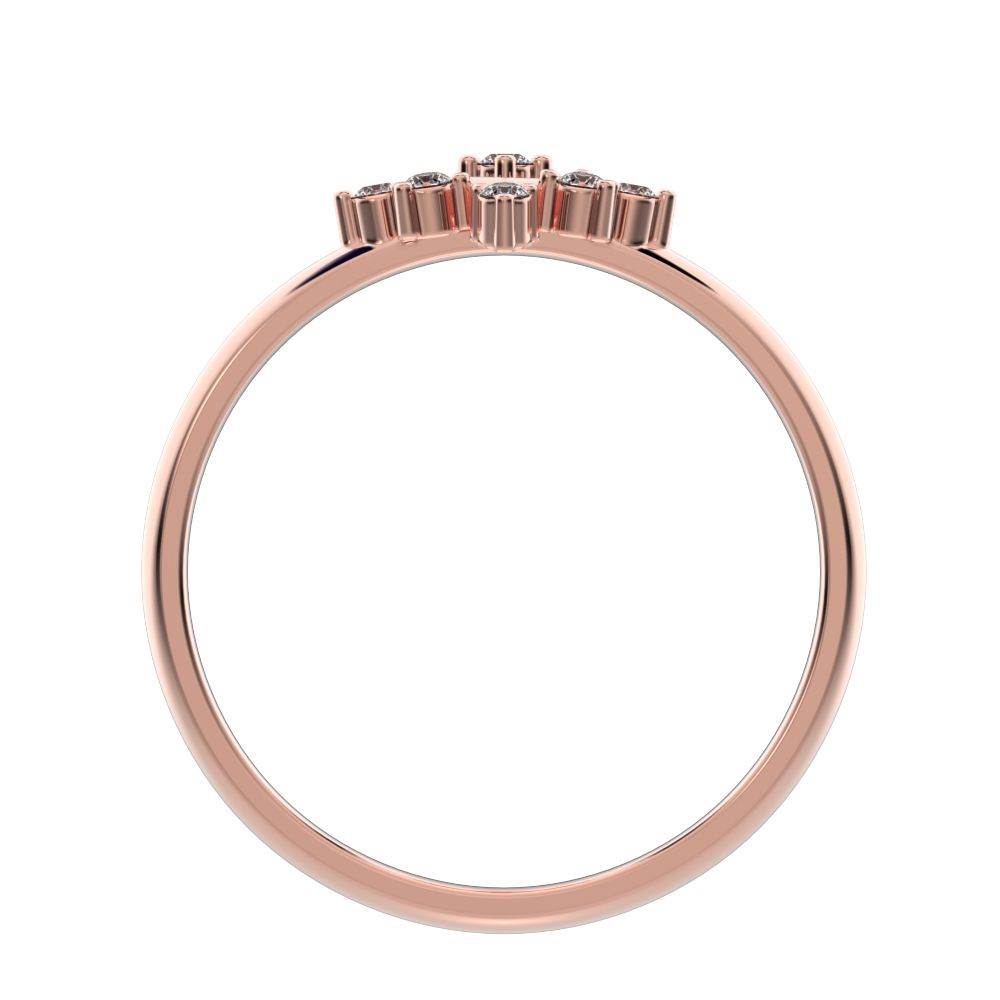 0.09 ct Round Cut Moissanite dainty Minimalist star cluster halo floral eye square 14K / 18K Solid Rose Gold everyday ring