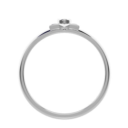 0.015 ct Round Cut Moissanite dainty Minimalist star cluster halo bezel 14K / 18K Solid White Gold everyday ring
