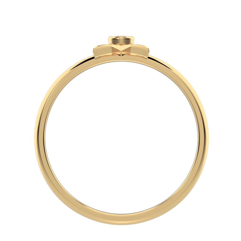 0.015 ct Round Cut Simulated Clear Diamond dainty Minimalist star cluster halo bezel 14K / 18K Solid Yellow Gold everyday ring