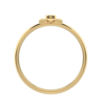 0.015 ct Round Cut Moissanite dainty Minimalist star cluster halo bezel 14K / 18K Solid Yellow Gold everyday ring