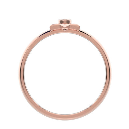 0.015 ct Round Cut Simulated Clear Diamond dainty Minimalist star cluster halo bezel 14K / 18K Solid Rose Gold everyday ring