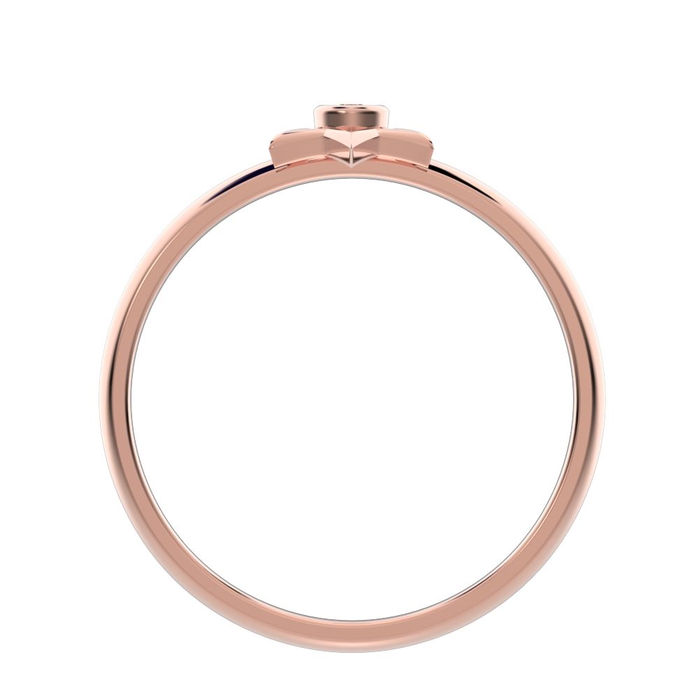 0.015 ct Round Cut Moissanite dainty Minimalist star cluster halo bezel 14K / 18K Solid Rose Gold everyday ring