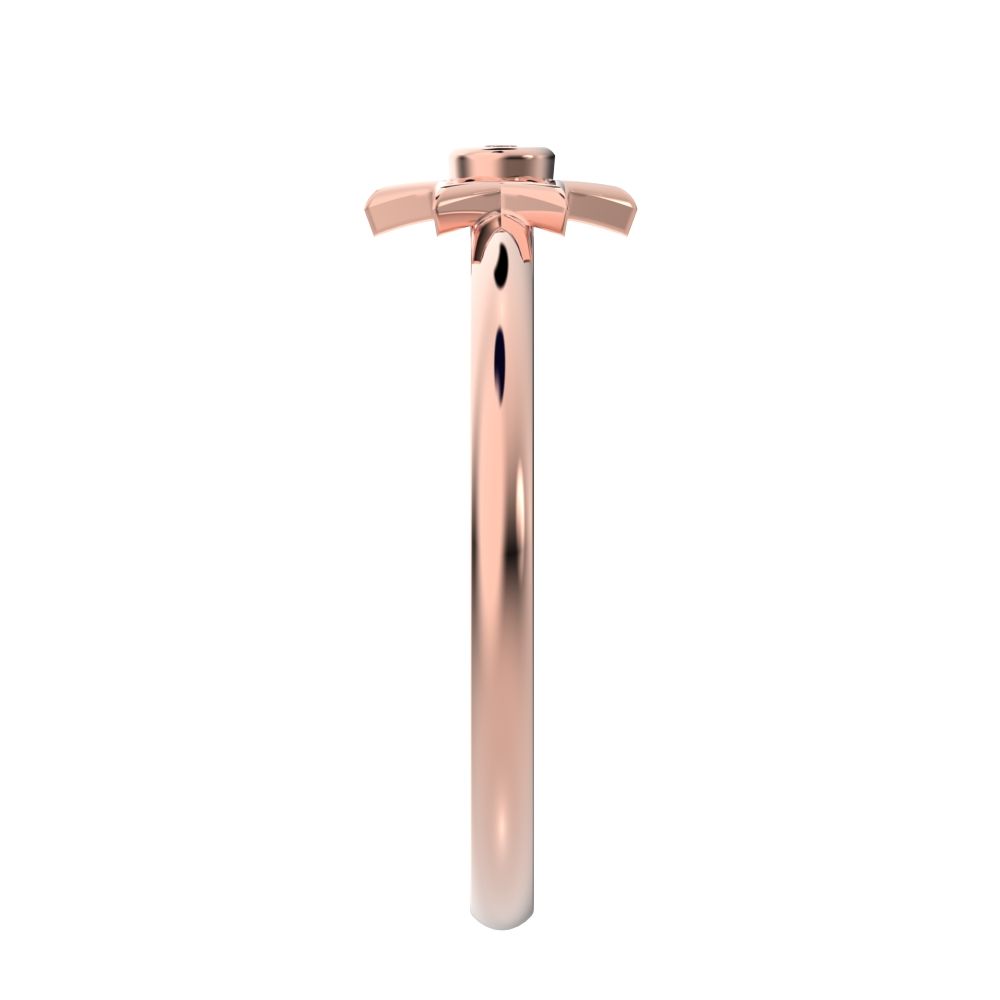 0.015 ct Round Cut Moissanite dainty Minimalist star cluster halo bezel 14K / 18K Solid Rose Gold everyday ring