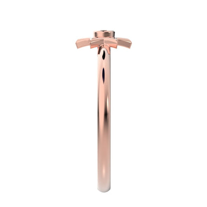 0.015 ct Round Cut Moissanite dainty Minimalist star cluster halo bezel 14K / 18K Solid Rose Gold everyday ring