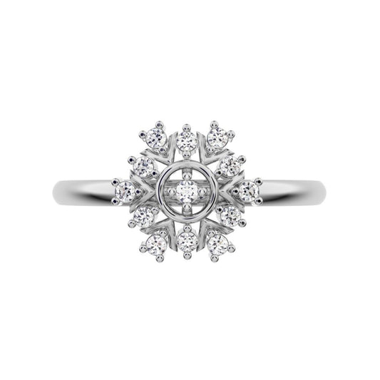 0.1 ct Round Cut Simulated Clear Diamond dainty Minimalist star cluster light halo 14K / 18K Solid White Gold everyday ring