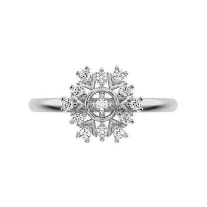0.1 ct Round Cut Moissanite dainty Minimalist star cluster light halo 14K / 18K Solid White Gold everyday ring