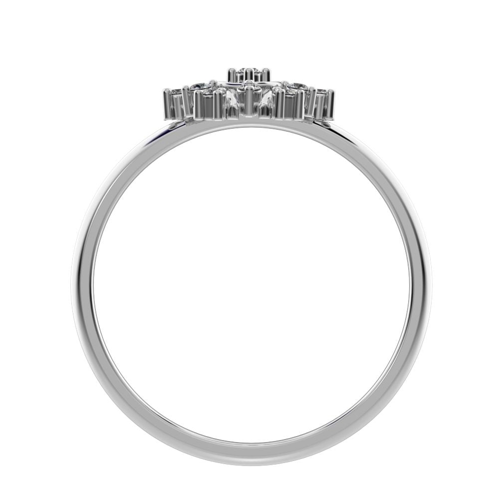 0.1 ct Round Cut Moissanite dainty Minimalist star cluster light halo 14K / 18K Solid White Gold everyday ring
