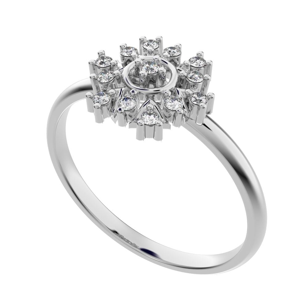 0.1 ct Round Cut Moissanite dainty Minimalist star cluster light halo 14K / 18K Solid White Gold everyday ring