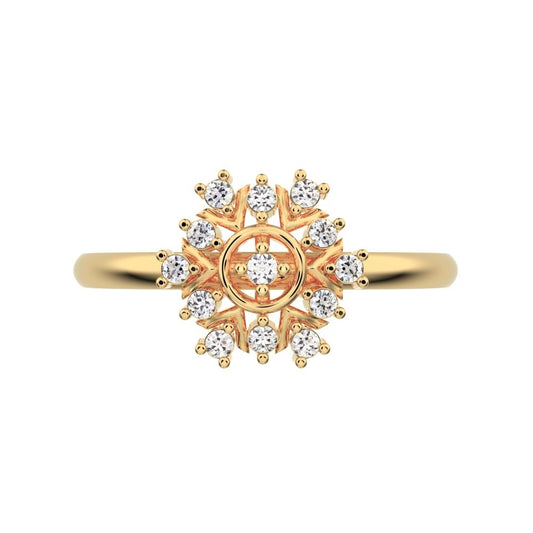 0.1 ct Round Cut Moissanite dainty Minimalist star cluster light halo 14K / 18K Solid Yellow Gold everyday ring