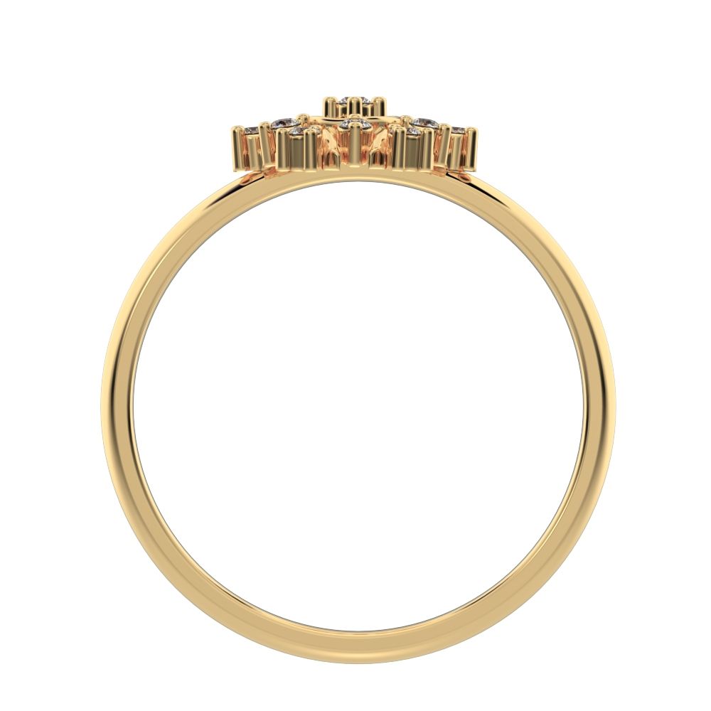 0.1 ct Round Cut Simulated Clear Diamond dainty Minimalist star cluster light halo 14K / 18K Solid Yellow Gold everyday ring