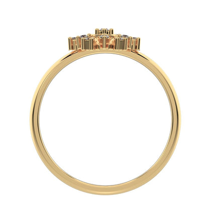 0.1 ct Round Cut Moissanite dainty Minimalist star cluster light halo 14K / 18K Solid Yellow Gold everyday ring