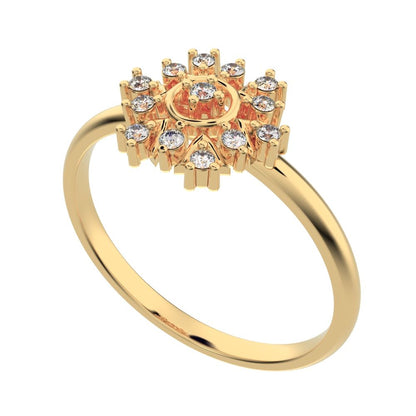 0.1 ct Round Cut Moissanite dainty Minimalist star cluster light halo 14K / 18K Solid Yellow Gold everyday ring