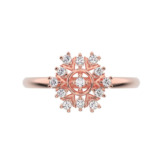 0.1 ct Round Cut Simulated Clear Diamond dainty Minimalist star cluster light halo 14K / 18K Solid Rose Gold everyday ring