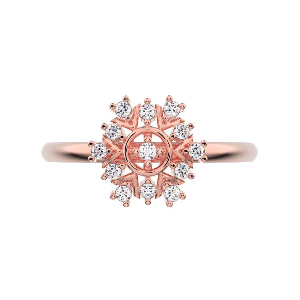 0.1 ct Round Cut Moissanite dainty Minimalist star cluster light halo 14K / 18K Solid Rose Gold everyday ring