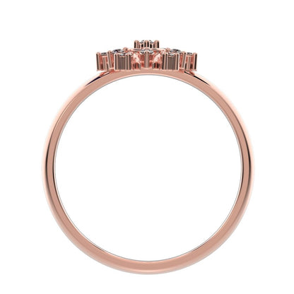 0.1 ct Round Cut Simulated Clear Diamond dainty Minimalist star cluster light halo 14K / 18K Solid Rose Gold everyday ring