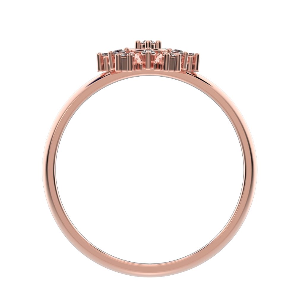 0.1 ct Round Cut Moissanite dainty Minimalist star cluster light halo 14K / 18K Solid Rose Gold everyday ring