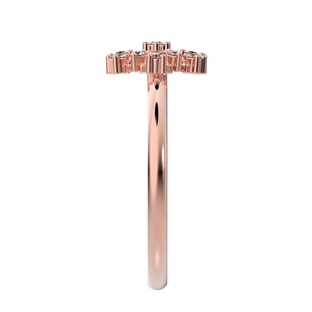 0.1 ct Round Cut Moissanite dainty Minimalist star cluster light halo 14K / 18K Solid Rose Gold everyday ring