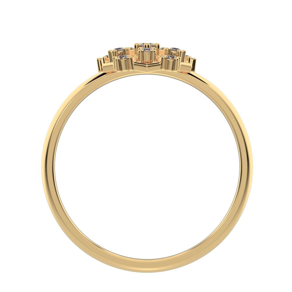 0.085 ct Round Cut Simulated Clear Diamond dainty Minimalist star cluster light halo hexagon 14K / 18K Solid Yellow Gold everyday ring