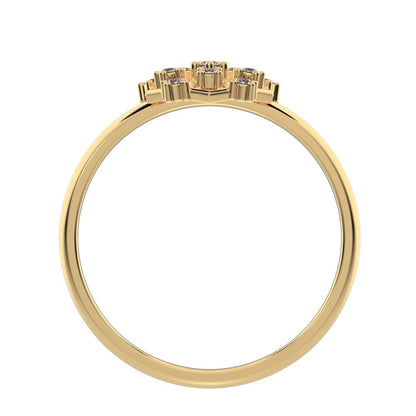 0.085 ct Round Cut Simulated Clear Diamond dainty Minimalist star cluster light halo hexagon 14K / 18K Solid Yellow Gold everyday ring