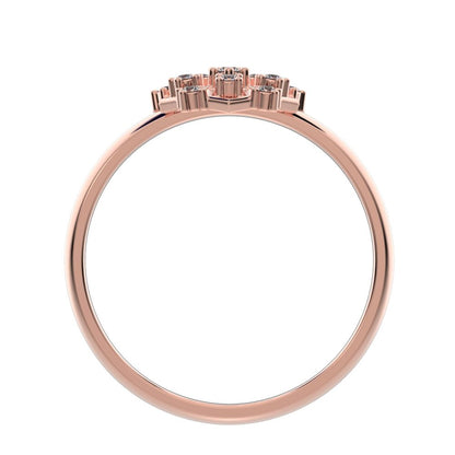 0.085 ct Round Cut Moissanite dainty Minimalist star cluster light halo hexagon 14K / 18K Solid Rose Gold everyday ring