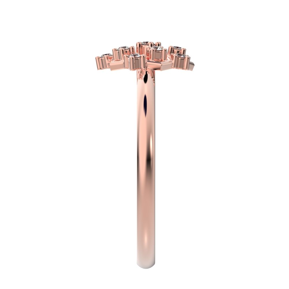 0.085 ct Round Cut Simulated Clear Diamond dainty Minimalist star cluster light halo hexagon 14K / 18K Solid Rose Gold everyday ring