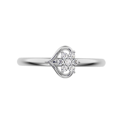 0.0525 ct Round Cut Moissanite dainty Minimalist star heart halo cluster floral 14K / 18K Solid White Gold everyday ring