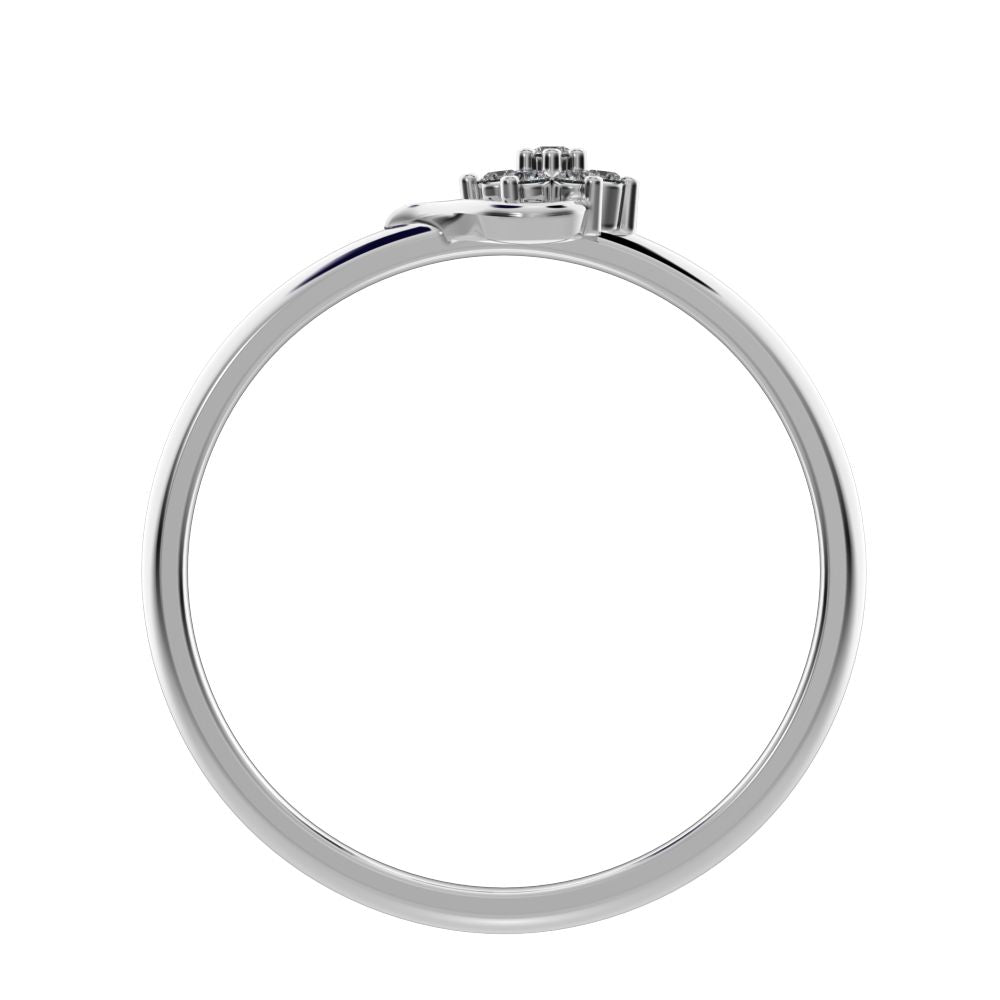 0.0525 ct Round Cut Moissanite dainty Minimalist star heart halo cluster floral 14K / 18K Solid White Gold everyday ring