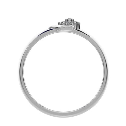 0.0525 ct Round Cut Moissanite dainty Minimalist star heart halo cluster floral 14K / 18K Solid White Gold everyday ring