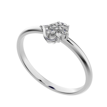 0.0525 ct Round Cut Moissanite dainty Minimalist star heart halo cluster floral 14K / 18K Solid White Gold everyday ring