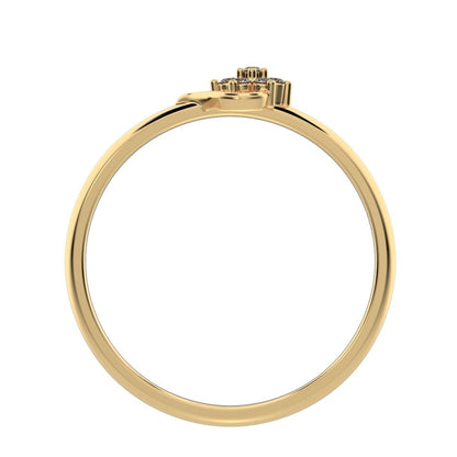 0.0525 ct Round Cut Simulated Clear Diamond dainty Minimalist star heart halo cluster floral 14K / 18K Solid Yellow Gold everyday ring